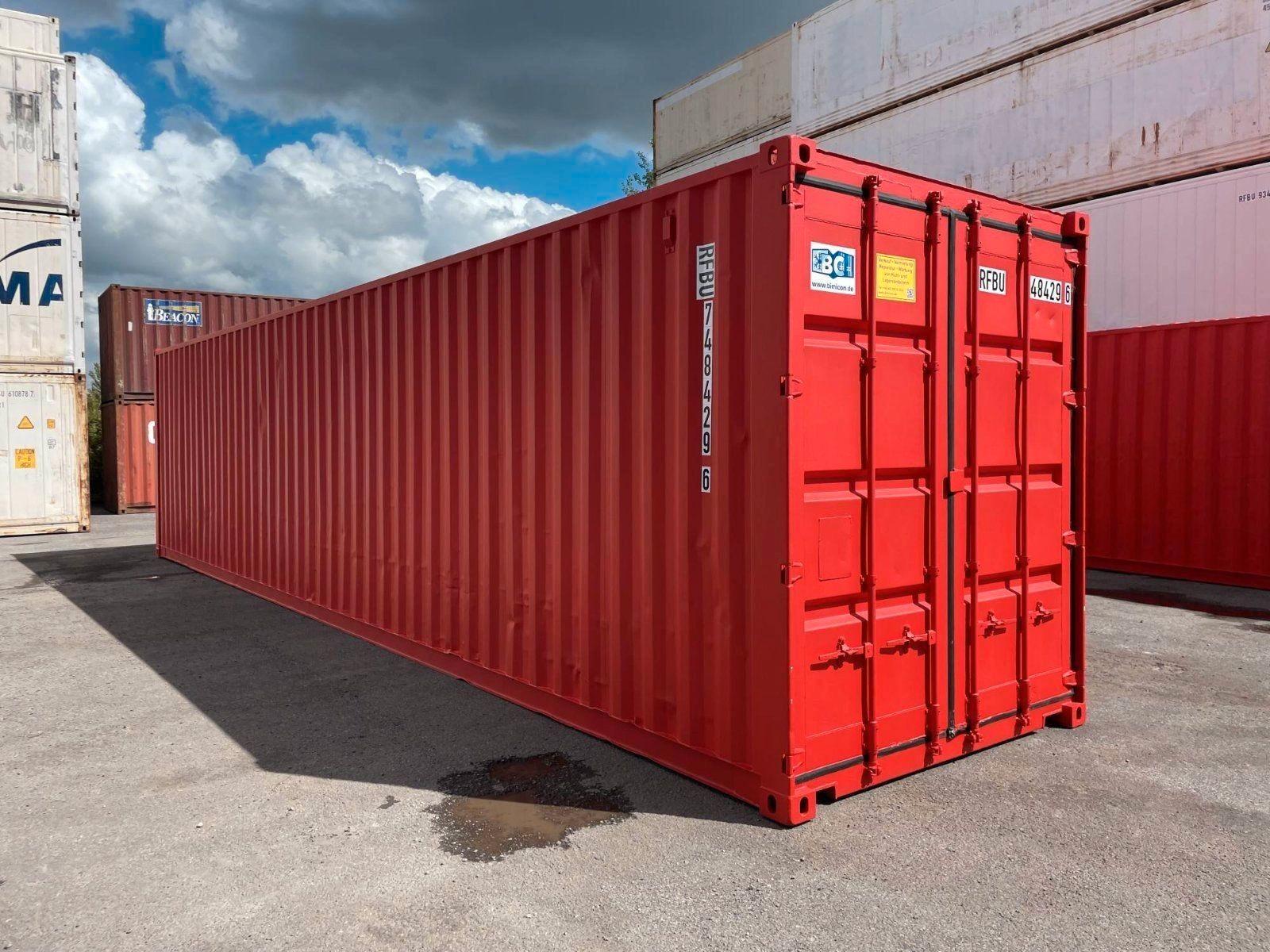 40' Fuß High Cube Lagercontainer in RAL 3020 Verkehrsrot /