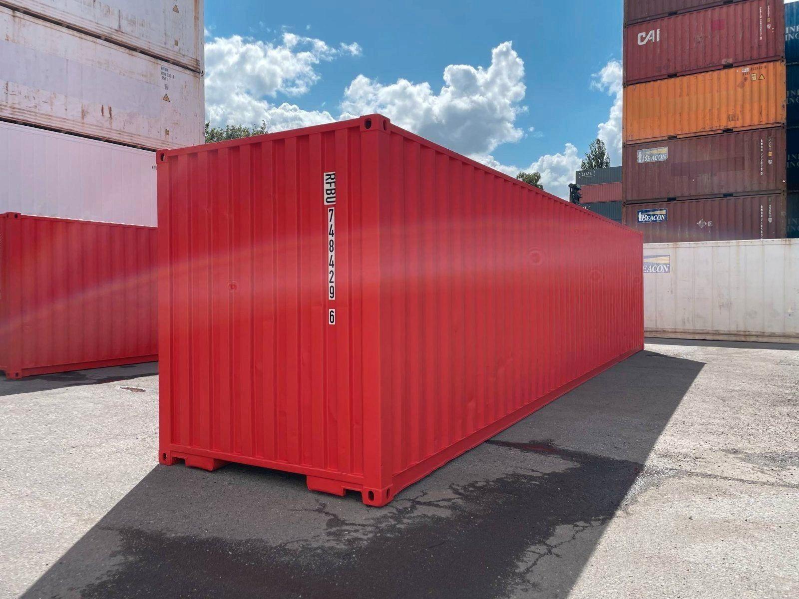 40' Fuß High Cube Lagercontainer in RAL 3020 Verkehrsrot /, Ansicht 2