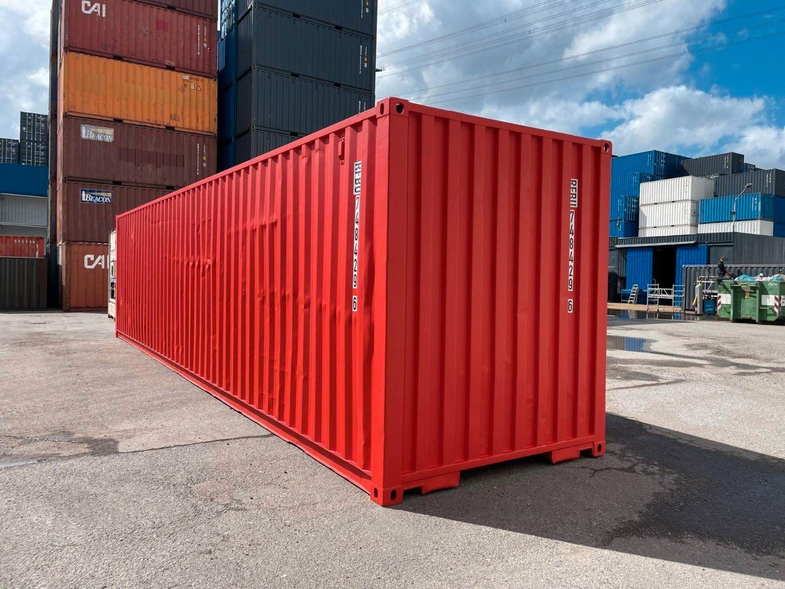 40' Fuß High Cube Lagercontainer in RAL 3020 Verkehrsrot /, Ansicht 4